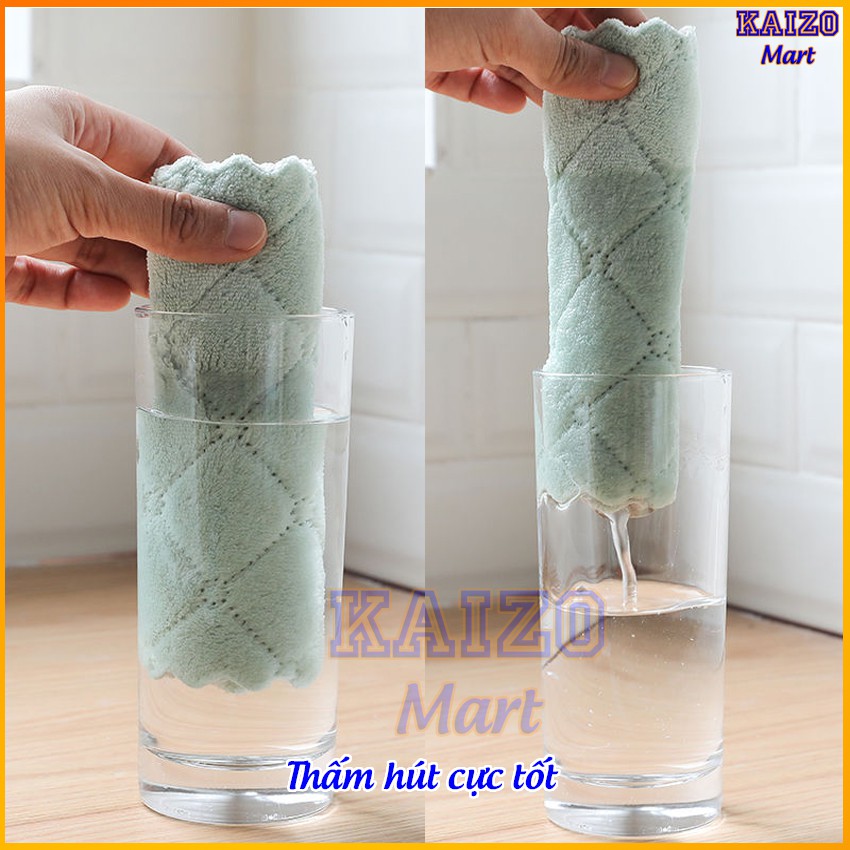 Khăn lau bếp đa năng siêu thấm nước lau mặt lau tay nhà bếp kích thước 15x25cm 2 mặt lông mềm mịn Mianz Store