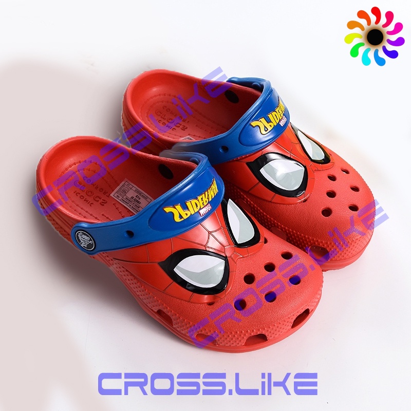 Dép nhựa bé trai CROSS, sục nhện đỏ mắt kính, dép sục cho trẻ, siêu bền, tặng jibit siêu cute