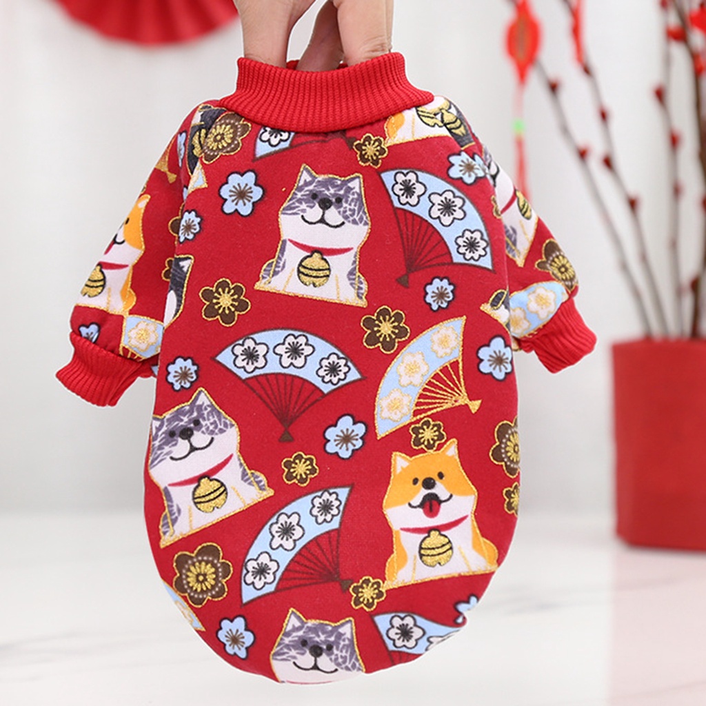 Áo Sweater Giữ Ấm Họa Tiết Hoạt Hình Phong Cách Trung Hoa Cho Thú Cưng