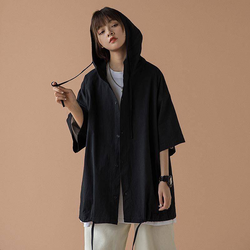 Áo Hoodie Tay Ngắn Dáng Rộng Phong Cách Harajuku Thời Trang Mùa Hè Cho Nữ