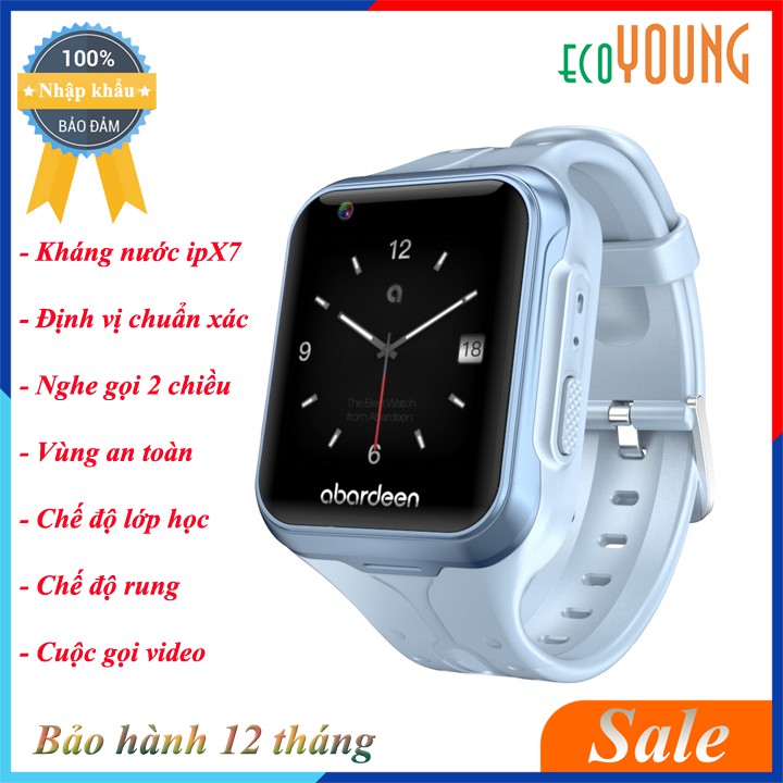 Đồng hồ định vị cao cấp abardeen V7 4G - Video Call - Chống nước IPX7 - Xanh ICE