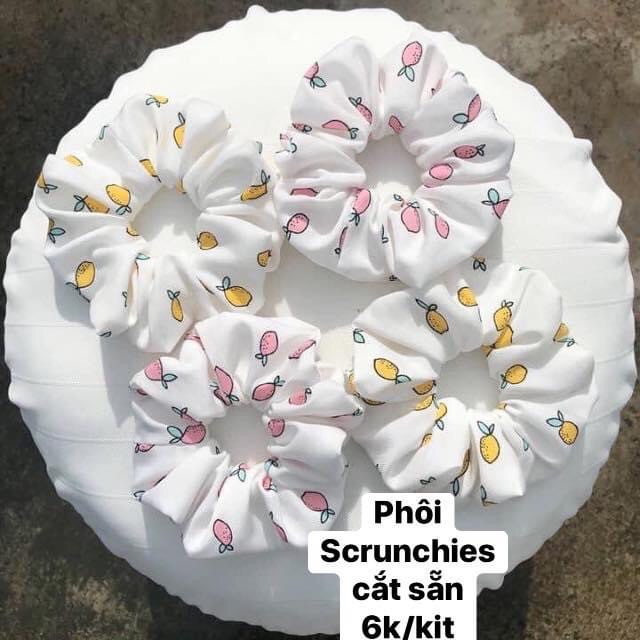 V299🌈 VẢI MAY SCRUNCHIES CẮT SẴN +CHUN, KIM, CHỈ