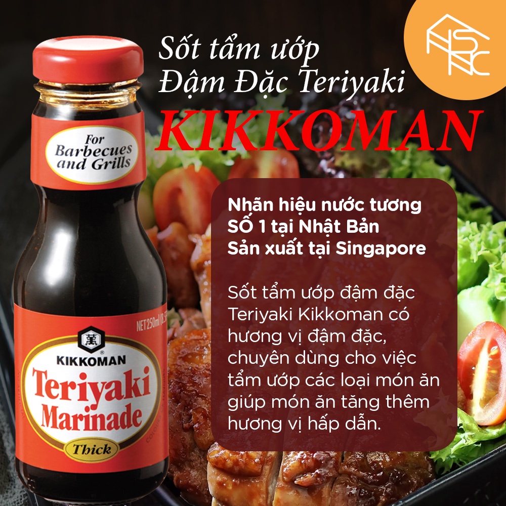 Sốt tẩm ướp Teriyaki Mật Ong &amp; Nước tương hiệu Kikkoman 250ml