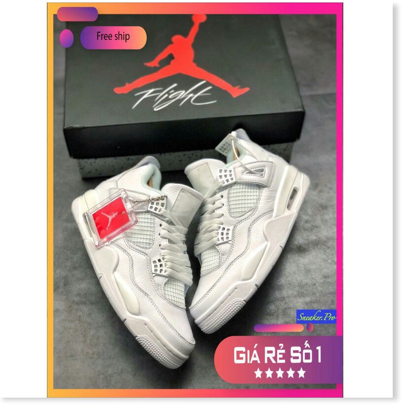 Ảnh thật Giày thể thao AIR JORDAN 4 Retro Pure money full trắng siêu đẹp cho nam và nữ siêu đẹp