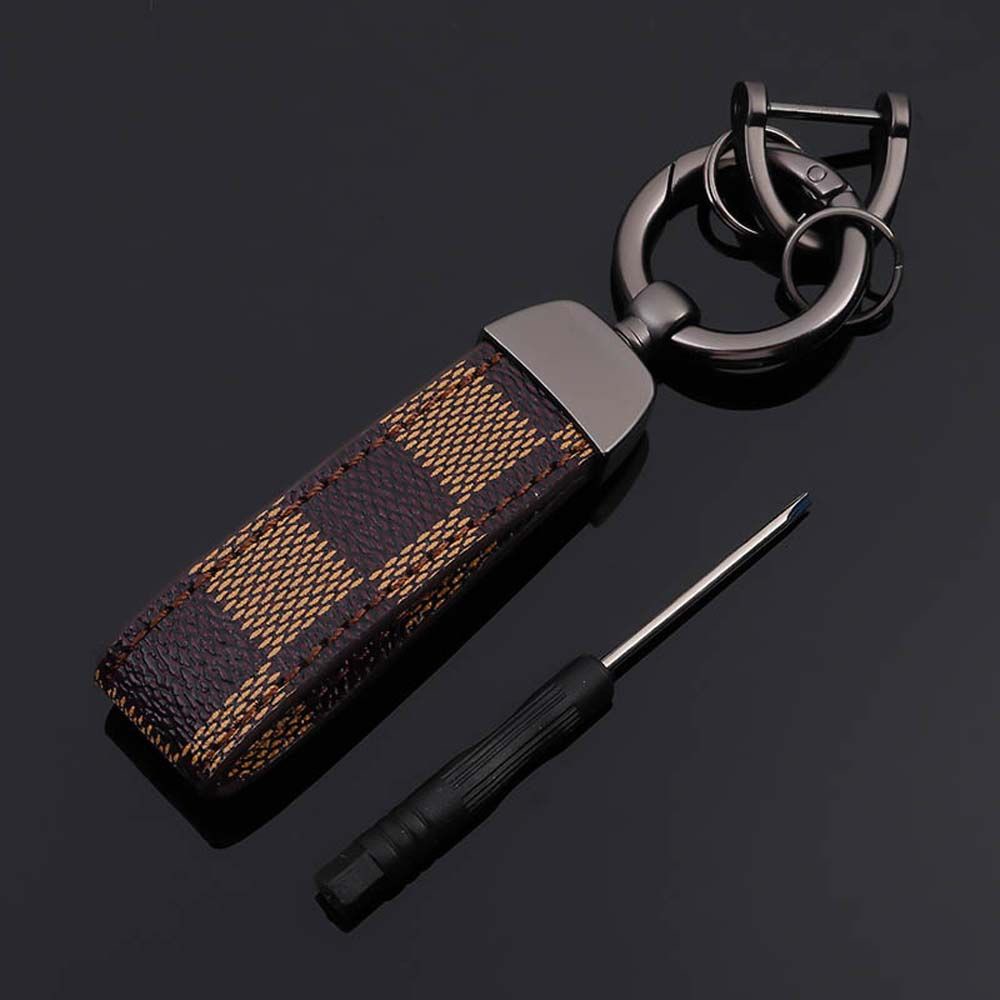 Móc khóa dây da PU có vòng giữ kim loại sang trọng dành cho cả nam và nữ