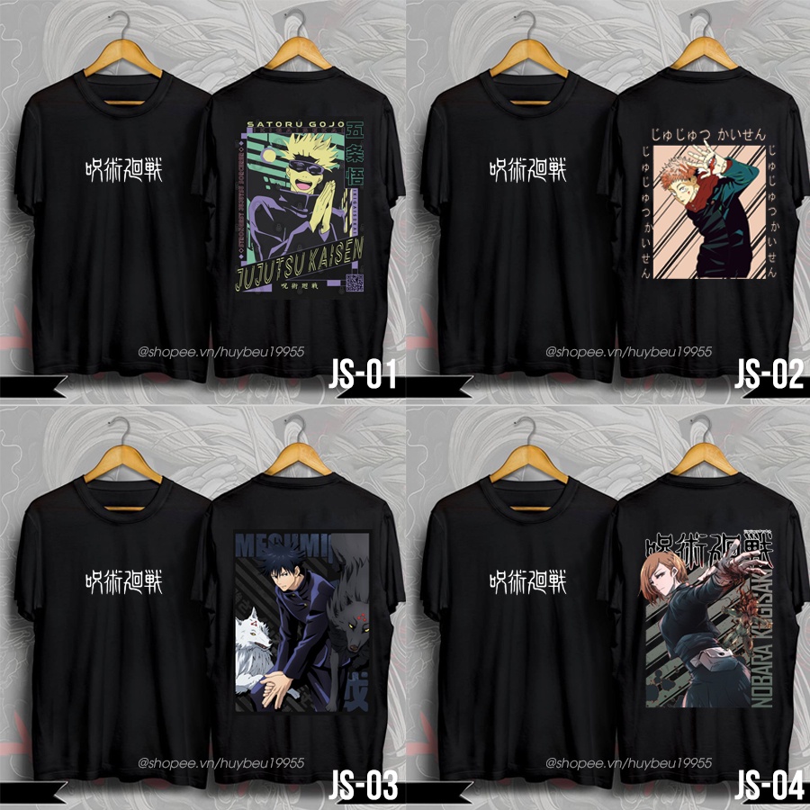 Áo thun anime Jujutsu Kaisen, áo phông in hình jujutsu kaisen chất liệu cotton 4 chiều giá rẻ