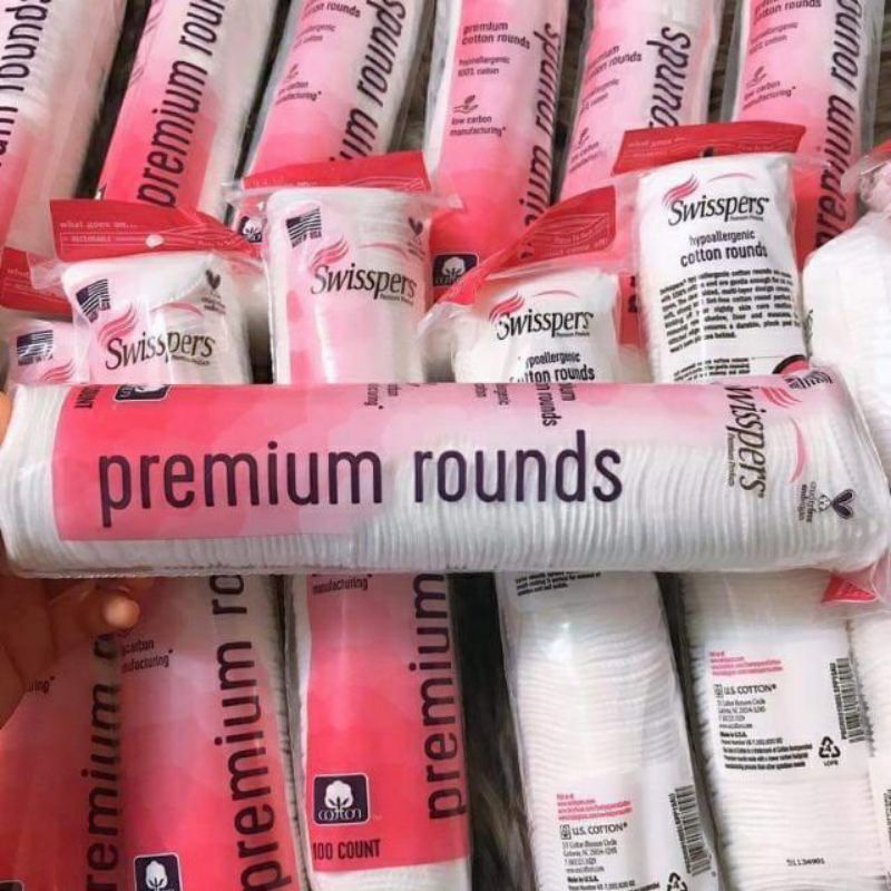 Bông tẩy trang cao cấp Swissper Premium rounds 100 miếng
