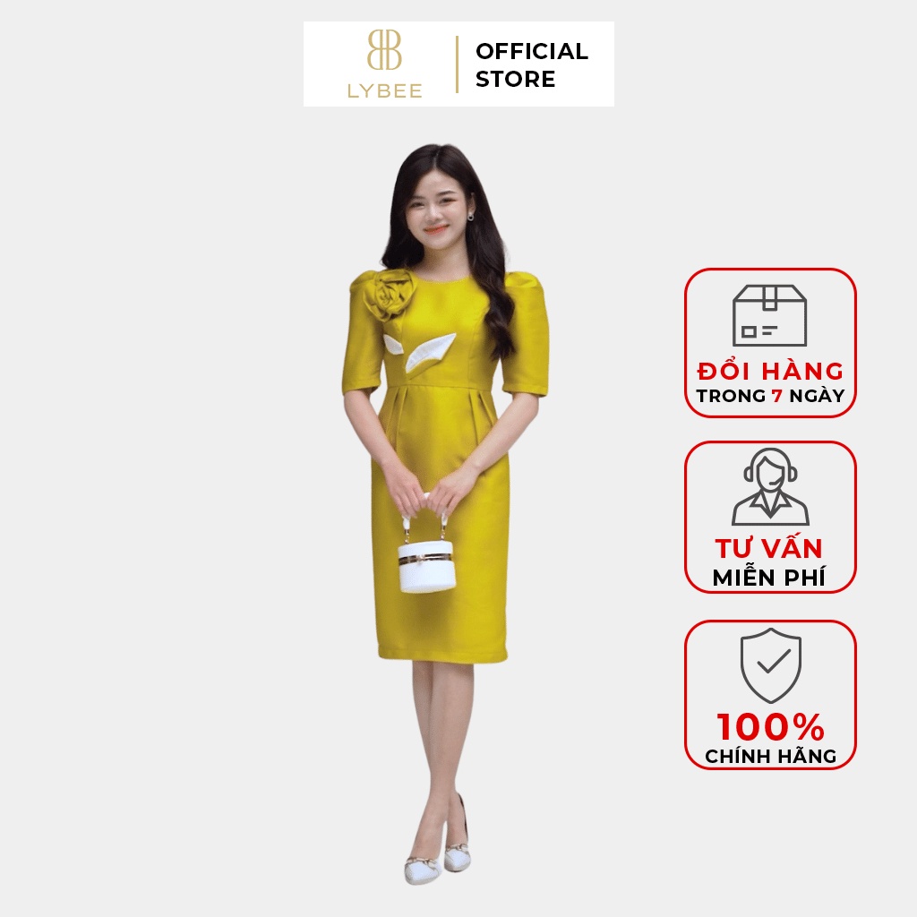 Đầm trung niên thời trang thiết kế chất liệu tafta LC42 LYBEE