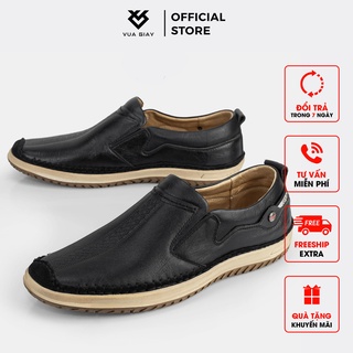 Giày Lười Nam Da Bò Thật Chính Hãng Vua Giày BB62 ĐEN