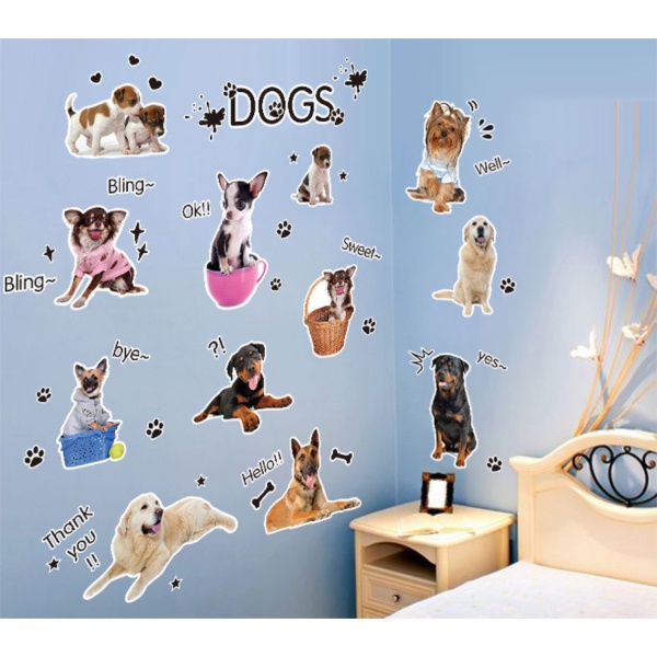 Decal trang trí tường - Những chú chó dễ thương