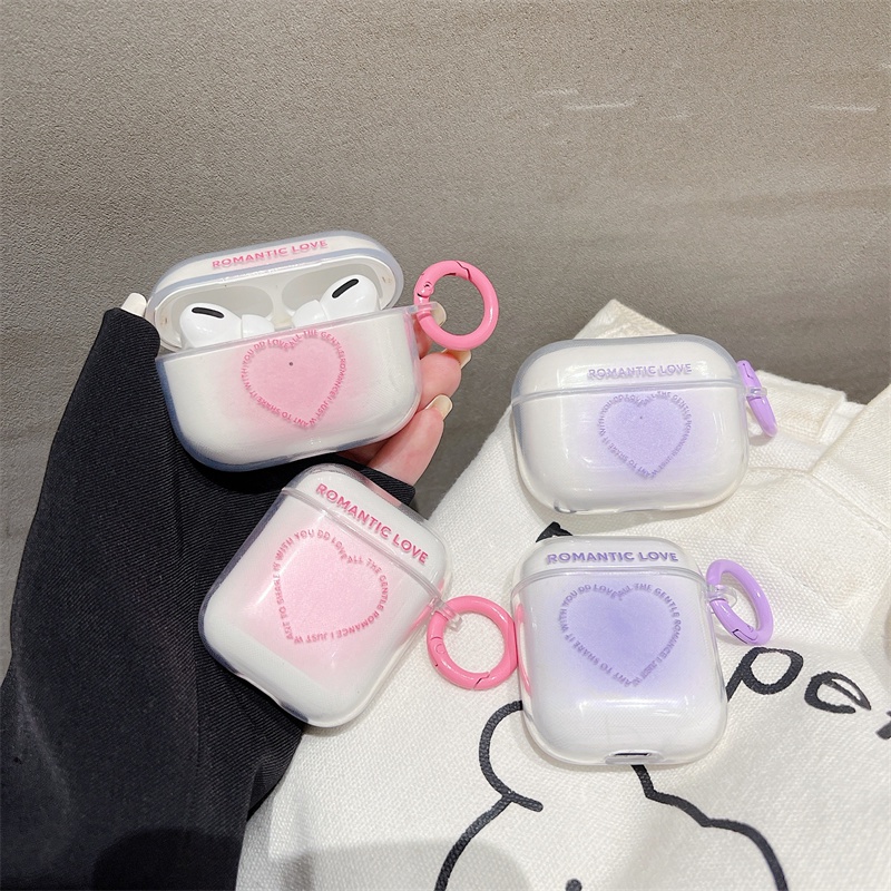 Vỏ bảo vệ hộp sạc tai nghe bluetooth Airpods 1/2 Pro họa tiết trái tim và chữ độc đáo dễ thương