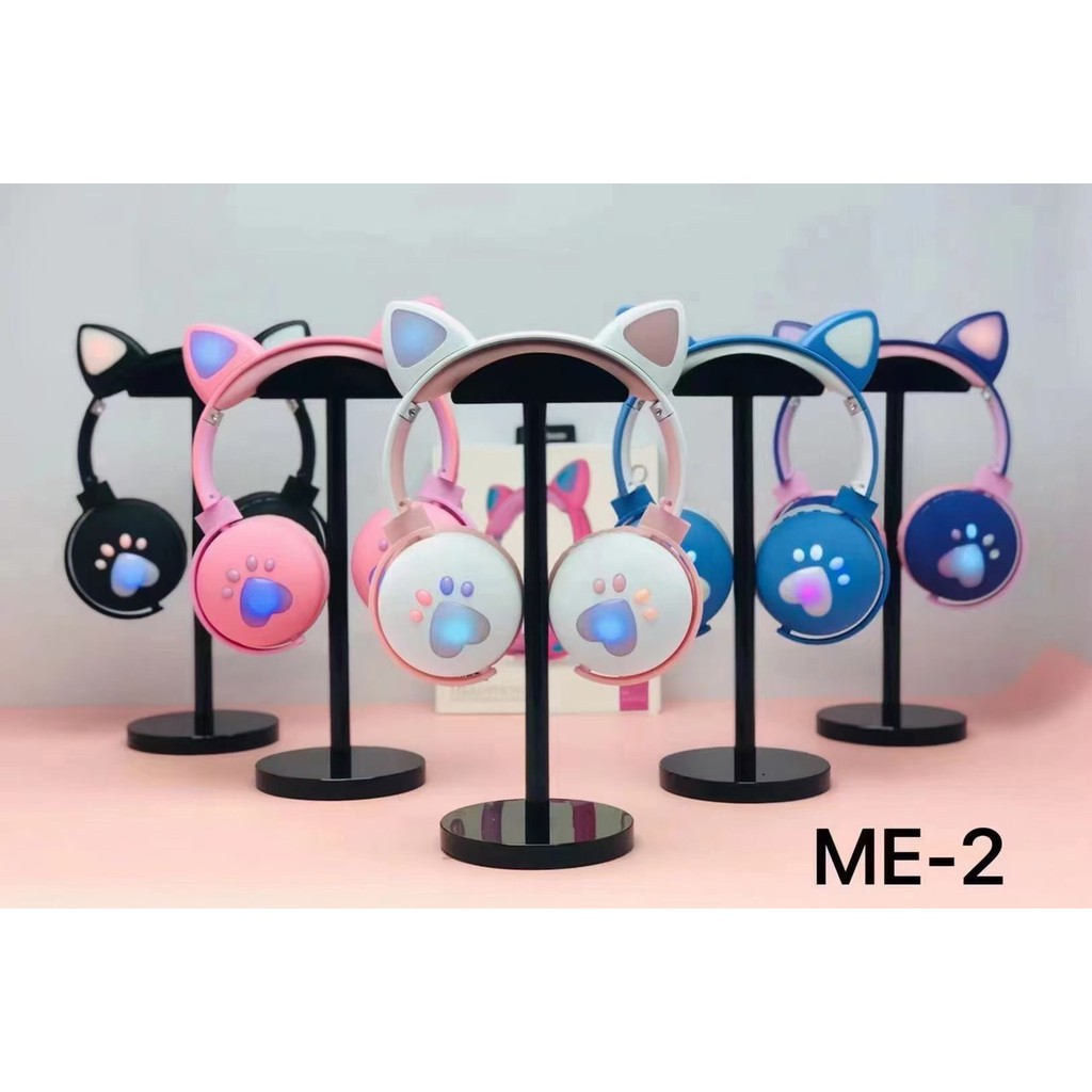 Tai Nghe Mèo chụp tai bluetooth có mic âm bas mạnh mẽ pin trâu 400mah