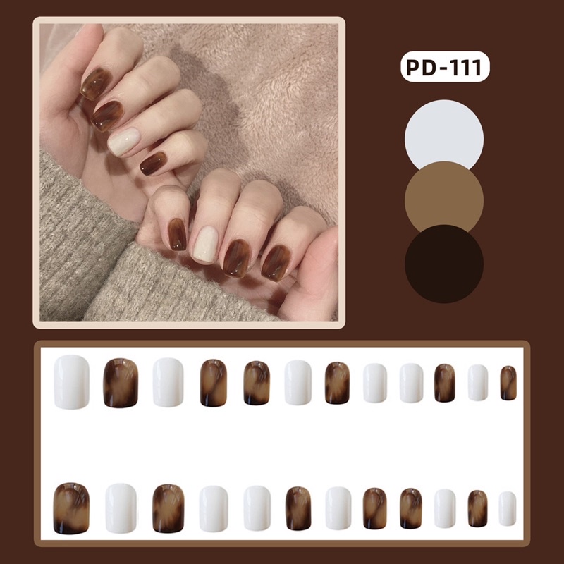 Bộ 24 móng giả N132 dáng móng ngắn ( Tặng kèm keo và dũa )