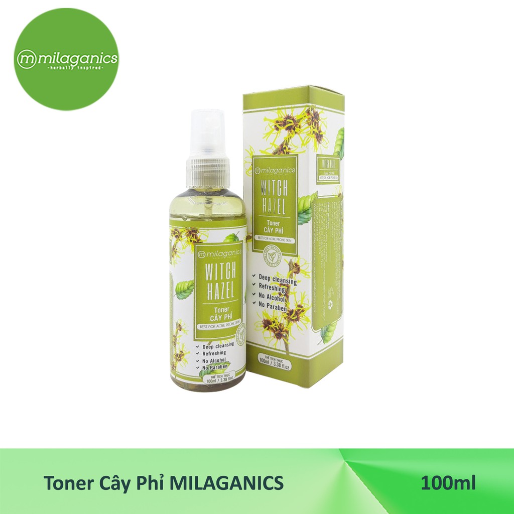 Toner Cây Phỉ Se Khí Lỗ Chân Lông, Phục Hồi Da Mụn Milaganics 100ml | BigBuy360 - bigbuy360.vn