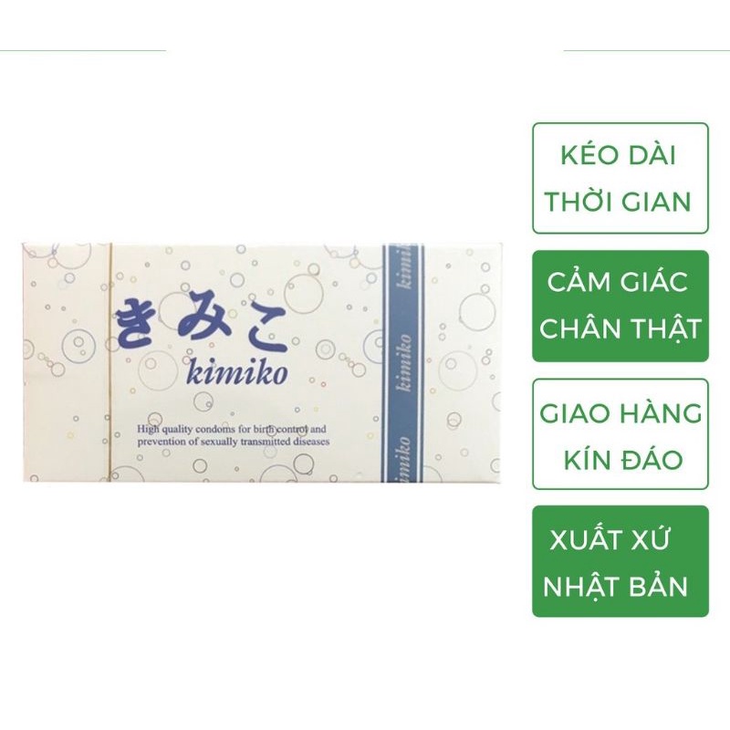 Bao Cao Su Trơn Kimiko Nhật Bản, BCS Siêu mỏng, Không mùi, Hộp 12 bao - Soleil shop