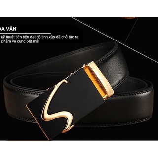 Thắt lưng da nam cao cấp - Khóa tự động, Dây nịt nam tặng Set 5 dụng cụ ngoáy tai Dozado