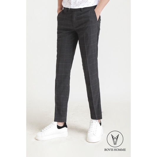 Quần tây nam Bovis Homme, mã QT092, màu xám, form slim, chất liệu 95% cotton 5% spandex, mặt vải dày dặn, đứng form