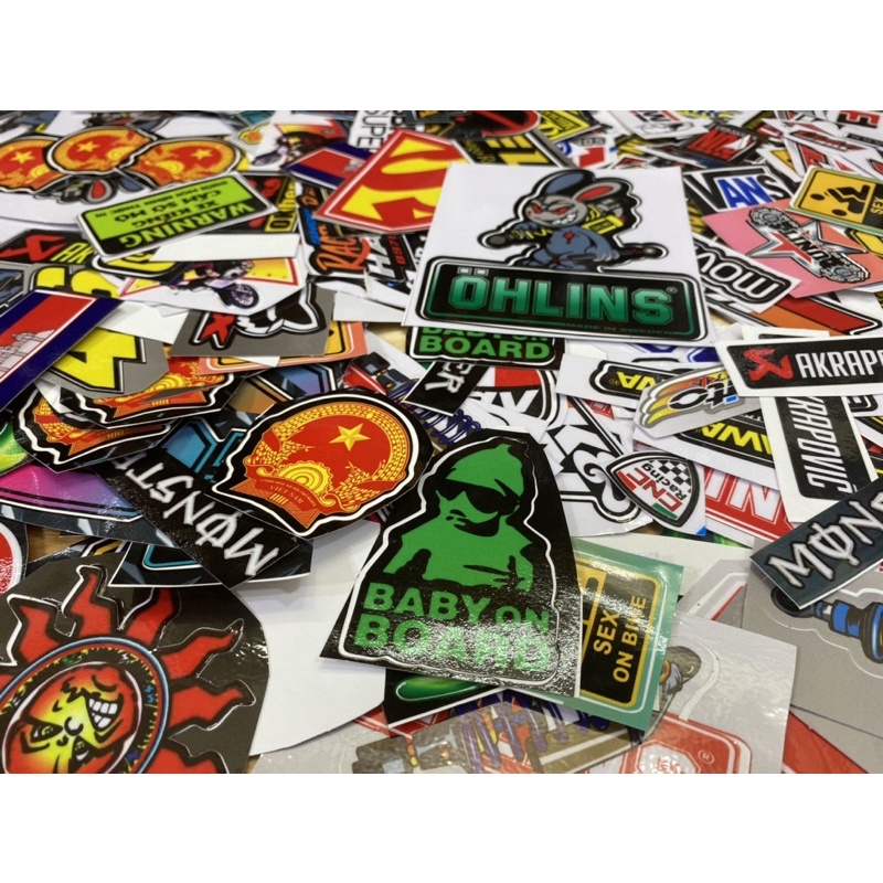 SET 50 LOGO DECAL 3 LỚP TRANG TRÍ XE /STICKER LOGO CHỮ / STICKER HÌNH