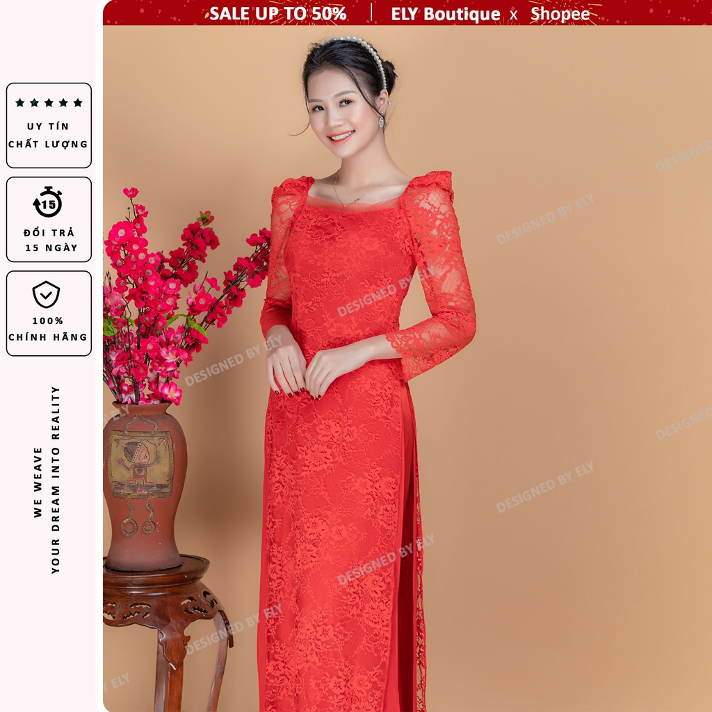 Áo dài cưới thiết kế cách điệu ELY Boutique thân kết đính tinh sảo 3 lớp 6 tà
