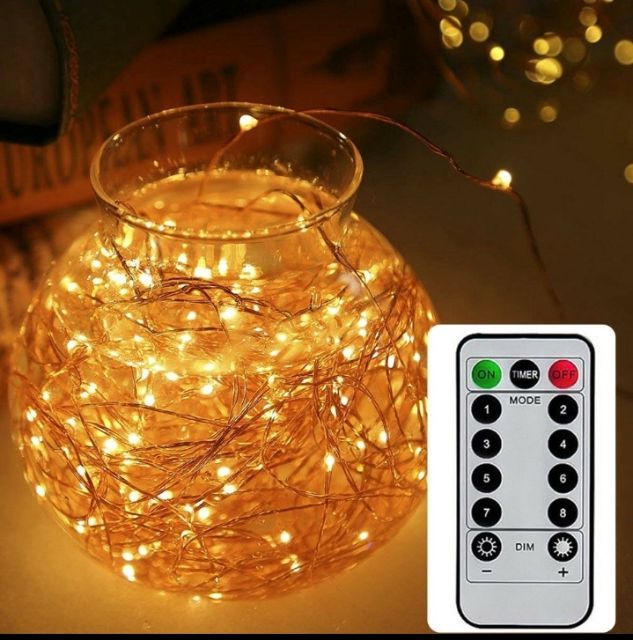 • HCM •Dây Đèn LED Đom Đóm Fairy Light 10M Điều Khiển Từ Xa 8 Chế Độ