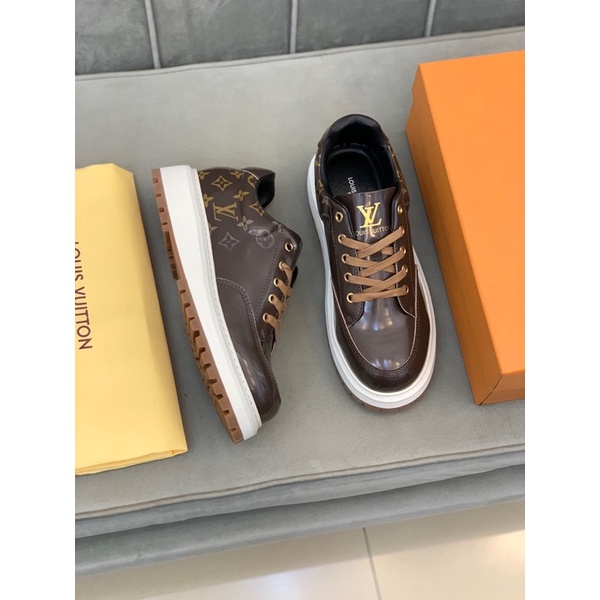 Giày thể thao nam chất liệu da thật phủ bóng sang trọng thương hiệu Louis Vuitton LV cao cấp