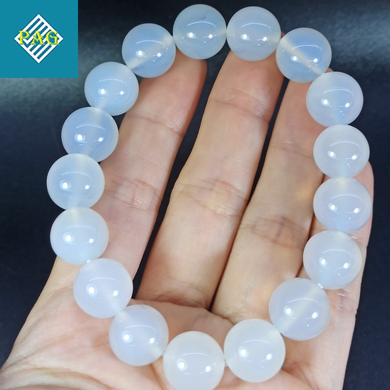 Vòng Tay Đá Mã Não Trắng Tự Nhiên Full Size - Tặng Kèm Hộp Đựng