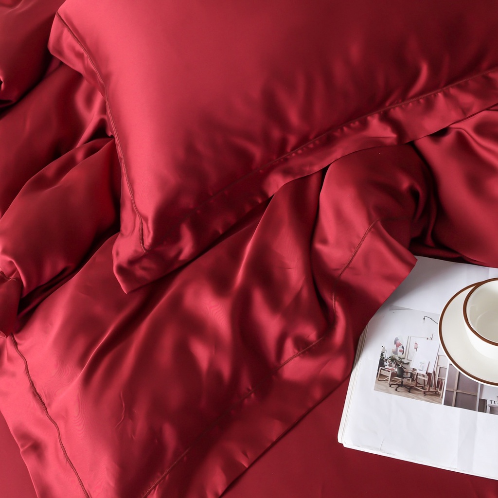 Bộ Chăn Ga Gối Lụa Tencel Cao Cấp Sang Xịn Mịn Mát Gồm Chăn Drap Gối Sét 4 Món - Nhập Khẩu Chính Hãng
