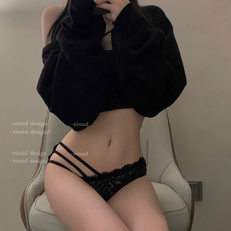 Quần lót ren cạp cao điểm nhấn 3 dây đan 1 bên sexy MILKY QL07