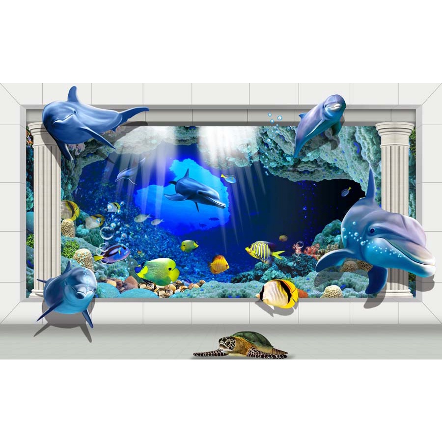 Tranh Dán Tường Chủ Đề Đại Dương 3D