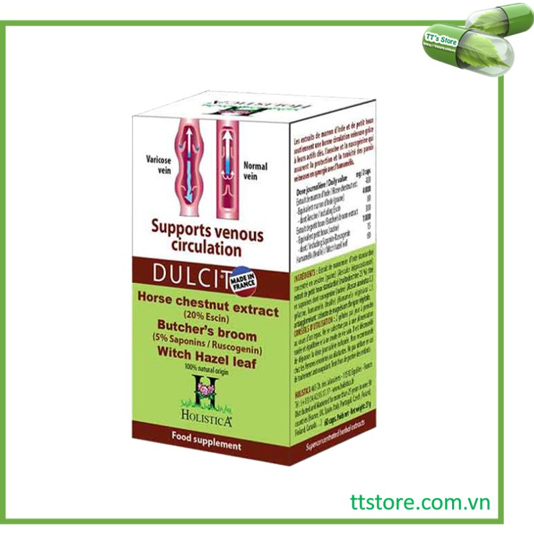 DULCIT Hộp 30 viên - Viên uống hỗ trợ giãn tĩnh mạch, trĩ