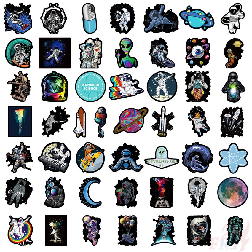 100Pcs/Set ❉ Classical Black Color . Outer Space Series A Stickers ❉ Waterproof DIY Fashion Doodle Decals Stickers