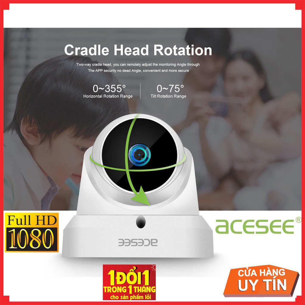 Mắt camera wifi xoay 355 độ trong nhà Acesee AC31 full hd