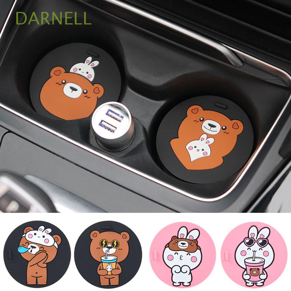 Tấm lót ly nước hình tròn chống trượt sáng tạo dễ thương dành cho xe hơi