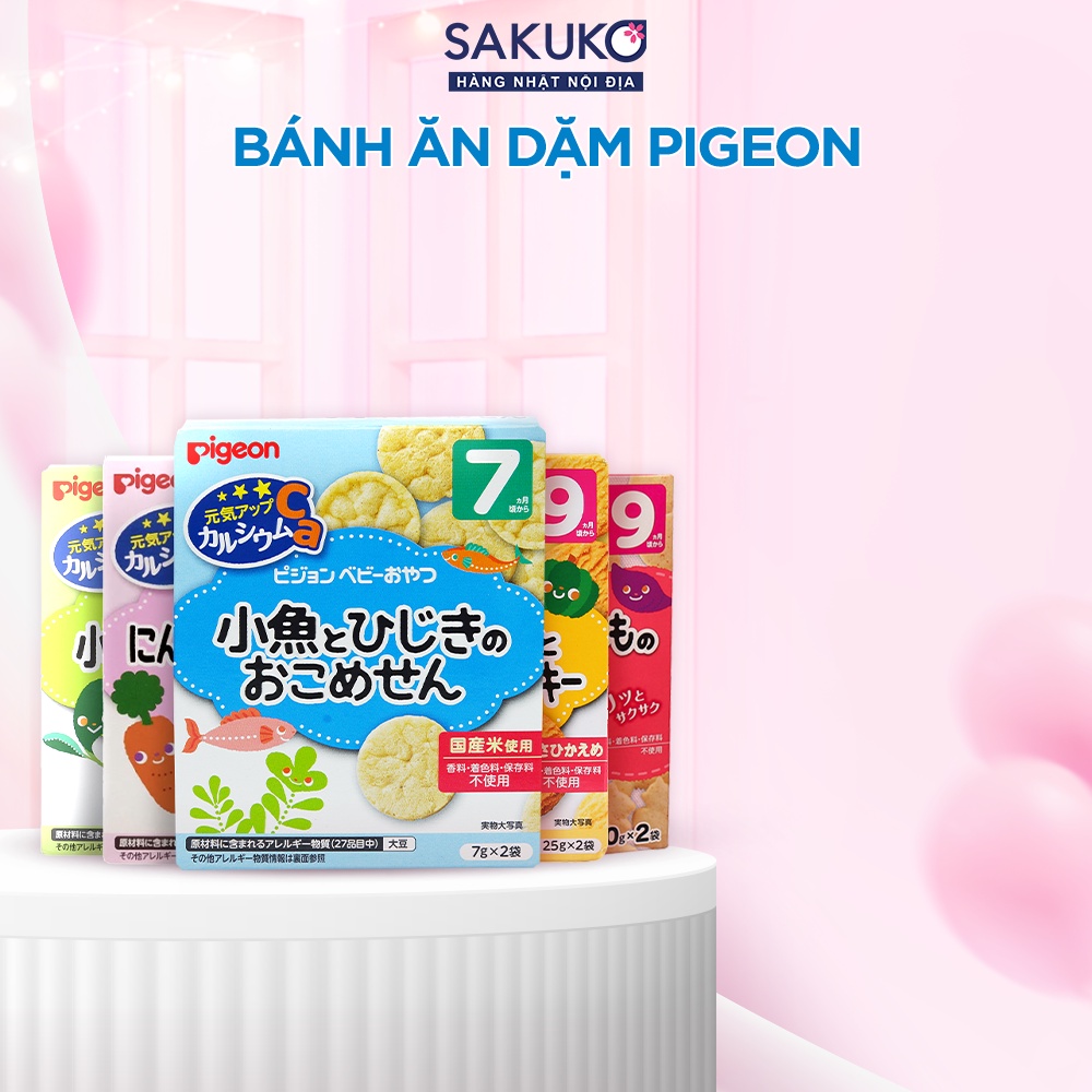 Bánh ăn dặm Pigeon Sakuko cung cấp dưỡng chất phát triển chiều cao trí não cho bé từ 6 7 9 tháng tuổi
