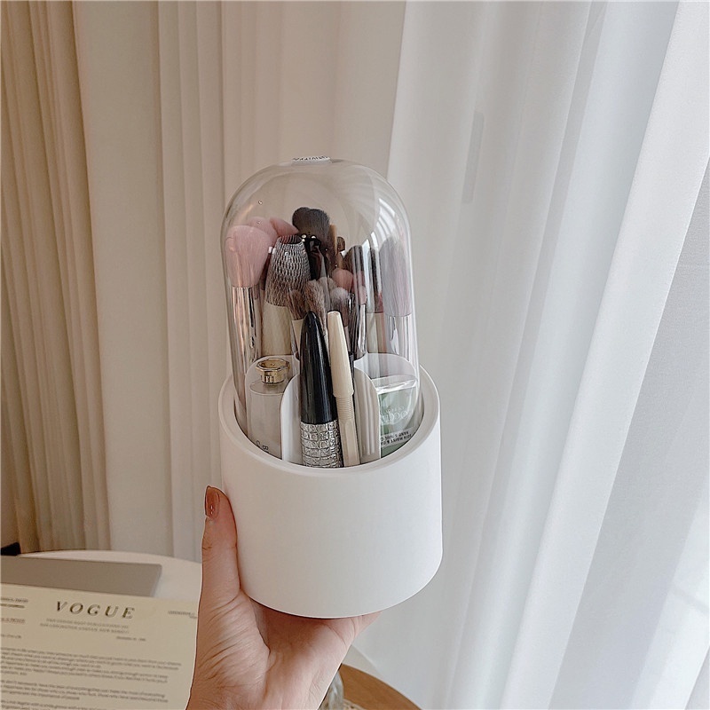 Hộp Đựng Mỹ Phẩm Xoay 360 Độ Tiện Dụng° Hộp Đựng Bút Chì Kẻ Mắt/Lông Mày Trong Suốt Chống Bụi Xoay Được Kèm Nắp Đậy Tiện Dụng