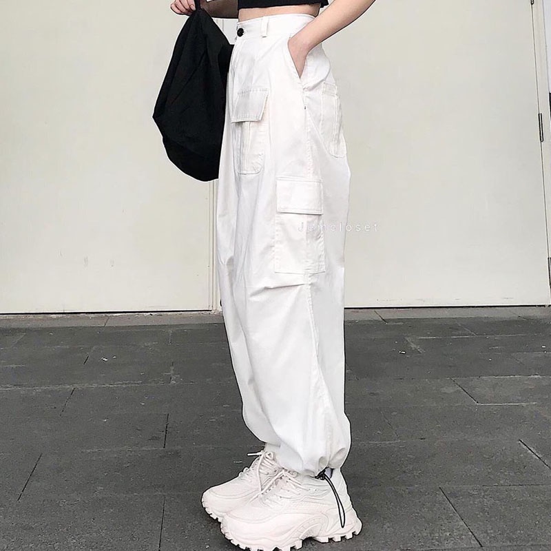 Quần túi hộp nữ, quần ống rộng chất liệu kaki cao cấp mềm mại phong cách Hàn Quốc cá tính