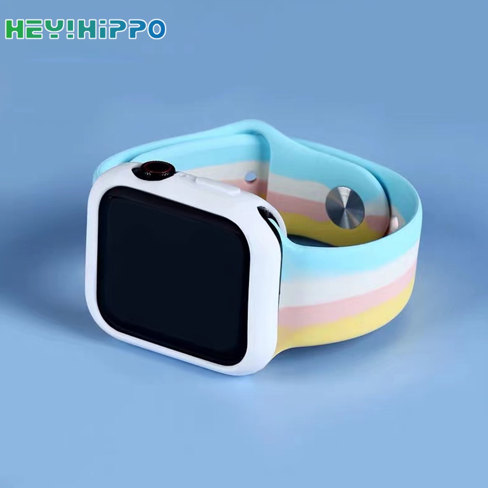Dây Đeo Bằng Silicone Màu Cầu Vồng Cho Đồng Hồ Thông Minh Apple Watch Series 7/6/SE/5/4 iwatch 45/44/42/41/40/38mm