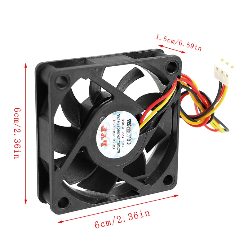 ✿ Quạt Tản Nhiệt 6cm 60 Độ Cho Máy Tính DC 12V 3Pin PC
