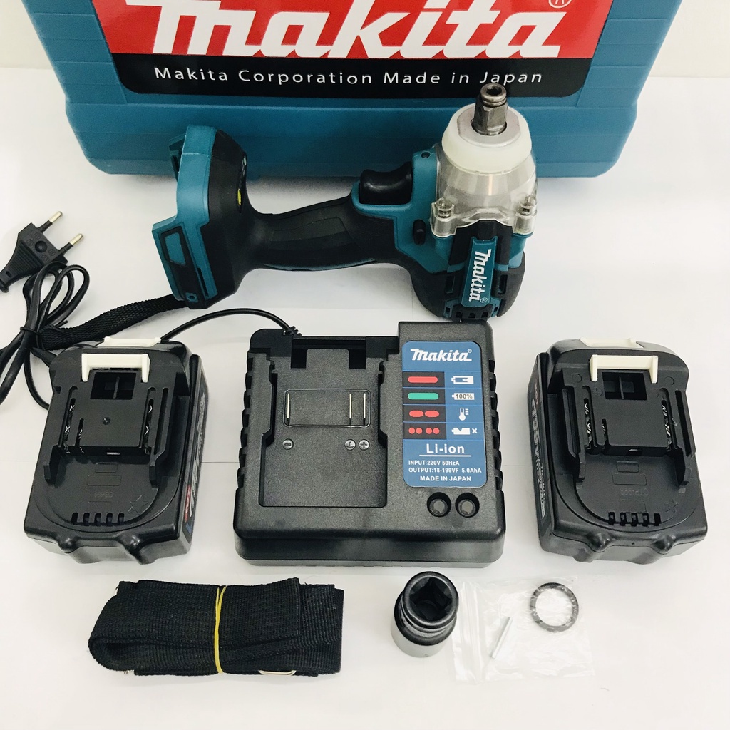 Máy Siết Bulong Makiita 199V , Siết Bulong Không Chổi Than Makita Tặng Kèm Đầu Chuyển Vít Và Khẩu 22mm