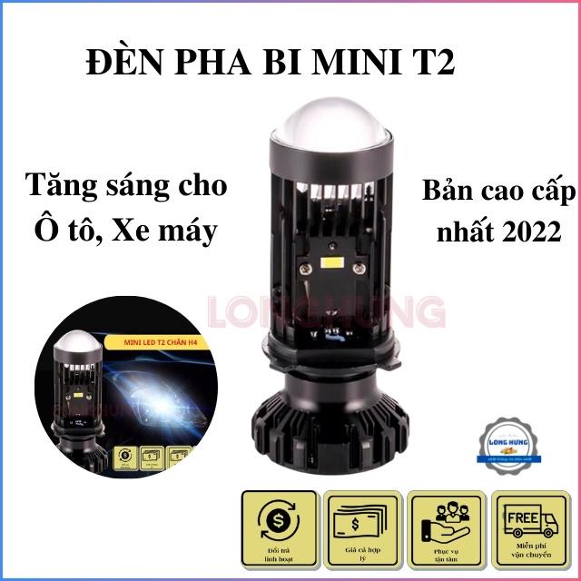 Đèn Led Bi Cầu Mini T2 Chân H4, Led Bi Cầu Mẫu Sáng nhất 2022 Lắp Cho Ô tô Xe Máy. Pha Bi Cầu Chống Chói, Cắt Sáng-DPBT2