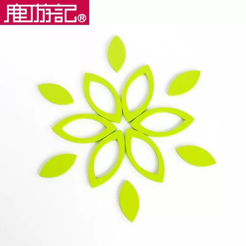 Bộ 6 lá kép trang trí dán tường 3D gỗ