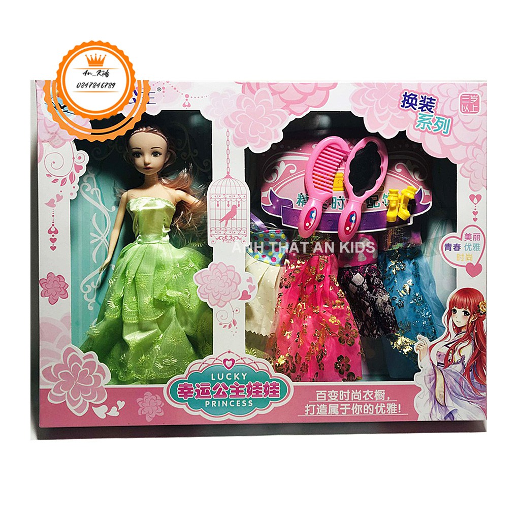 Búp Bê Barbie Giá Rẻ Nhiều Màu Kèm 4 Váy Và Phụ Kiện Cho Bé Gái ( Ảnh Thật ,Hộp Giấy Như Hình )