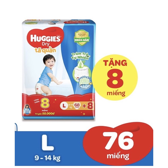 TÃ QUẦN HUGGIES M74/L68/XL62/XXL56