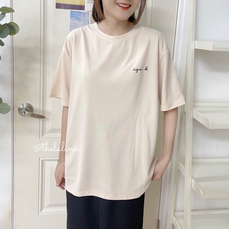 Áo thun tổ ong chữ agmin form rộng / thelalinn