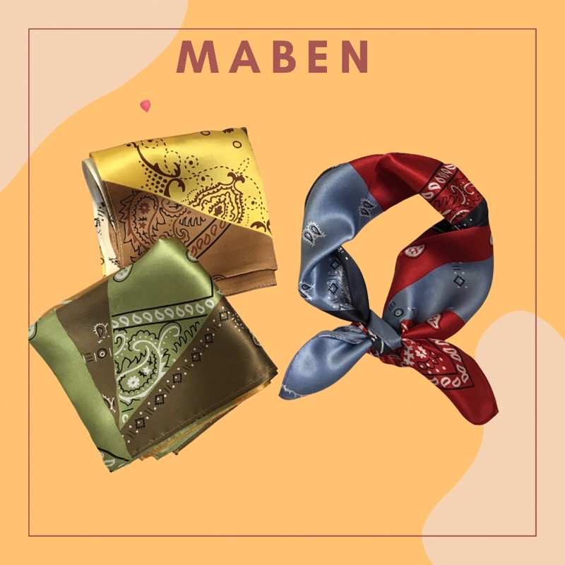 Khăn turban lụa vuông mini size 58x58cm - Maben