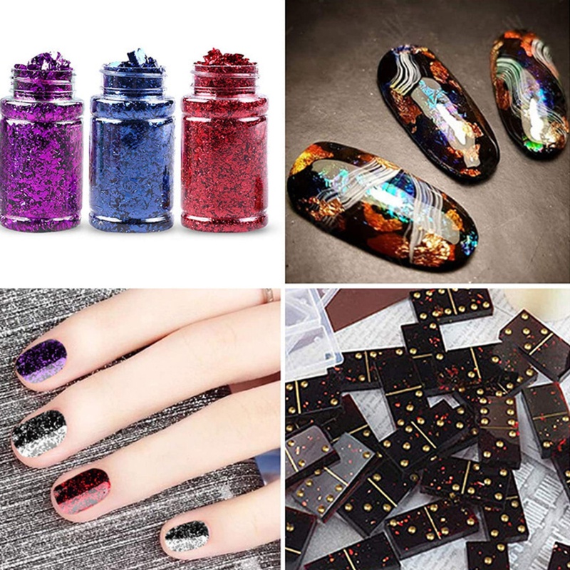 Set 6 Lá Nhôm Vàng Lấp Lánh + Nhíp Gắp