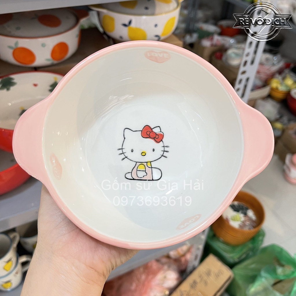 Bộ bát đĩa gốm sứ màu hồng cực dễ thương ngọt lịm