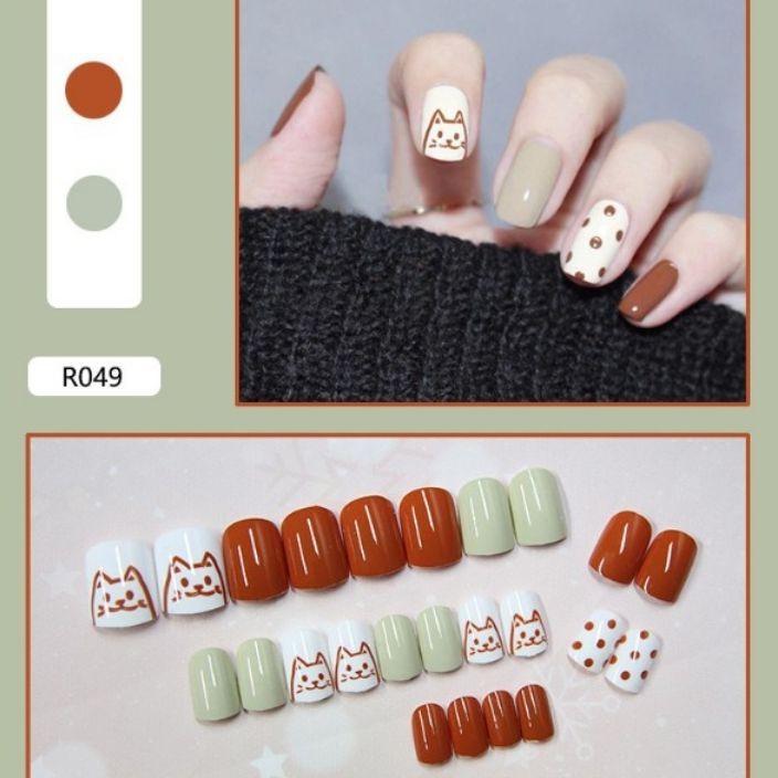 [Sẵn+Hỏa tốc] SET 24 MÓNG TAY GIẢ  - [ TẶNG DŨA KÈM KEO ]