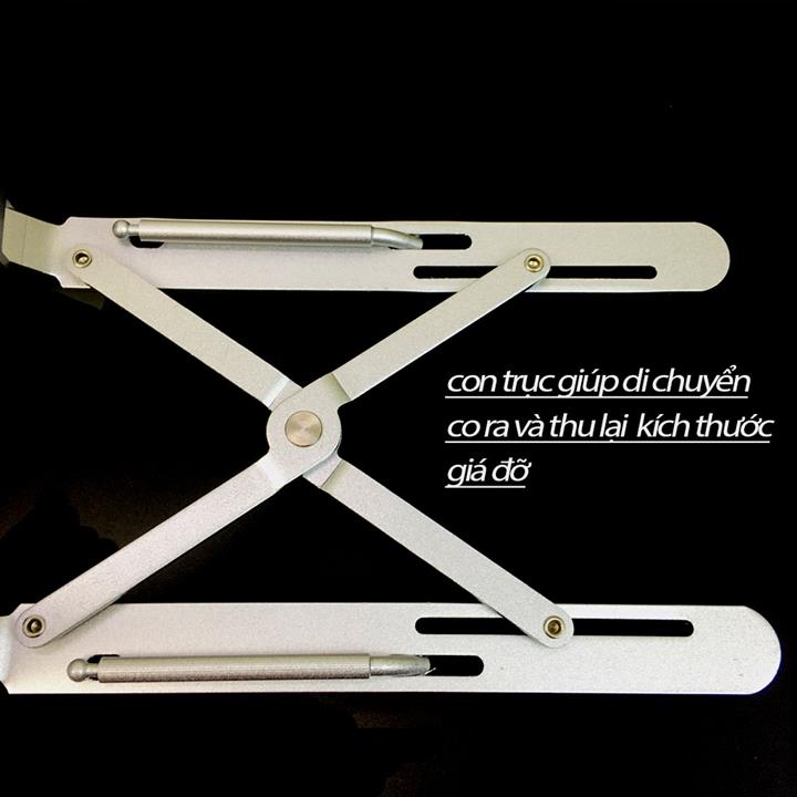 Giá đỡ laptop hợp kim nhôm điều chỉnh 6 nấc có thể gập lại cho laptop macbook từ 11 đến 15 inch Mẫu đầu tròn mới -dc4446