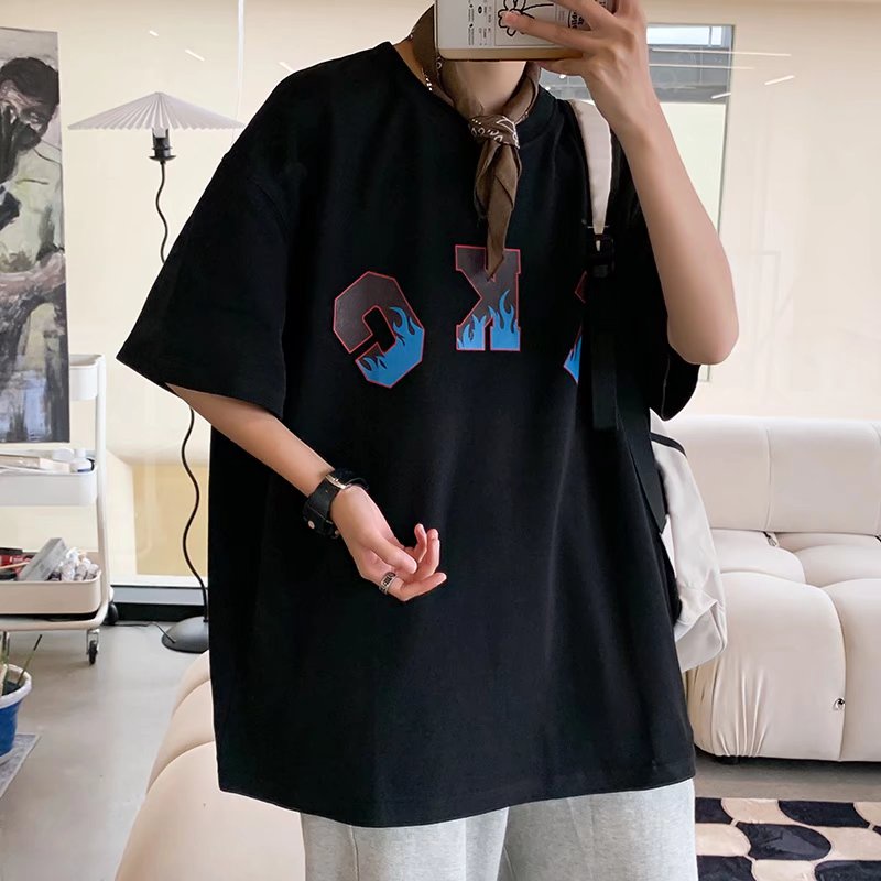 Áo Thun Tay Ngắn Dáng Rộng In Chữ Phong Cách Hip Hop Hàn Quốc Thời Trang Mùa Hè Cho Nam Size M-8XL